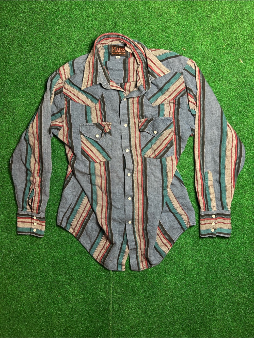 Plains western wear Striped pearlsnap Shirt from the 90s